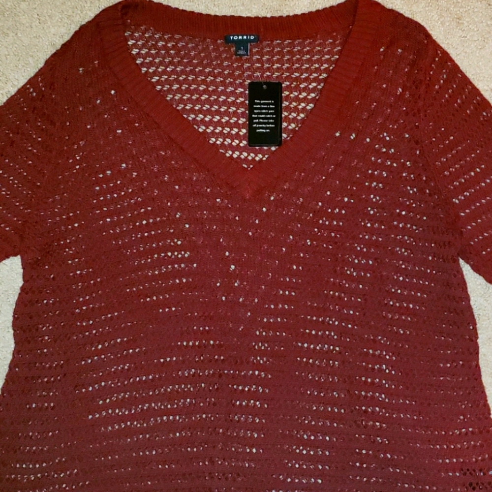 Torrid v neck open stitch sweater